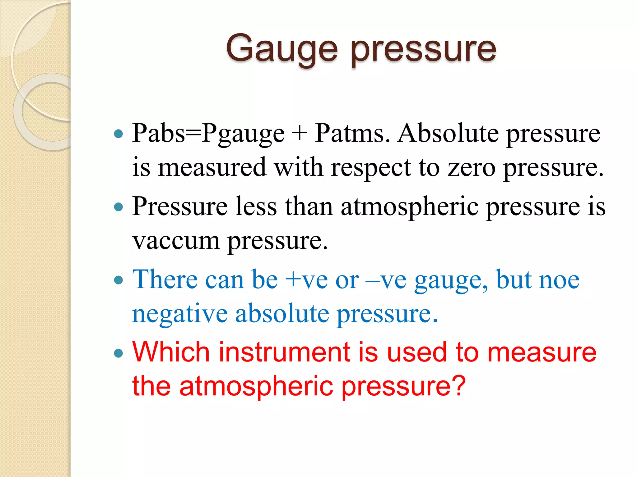What Is The Gauge Pressure Pgauge At Point 2