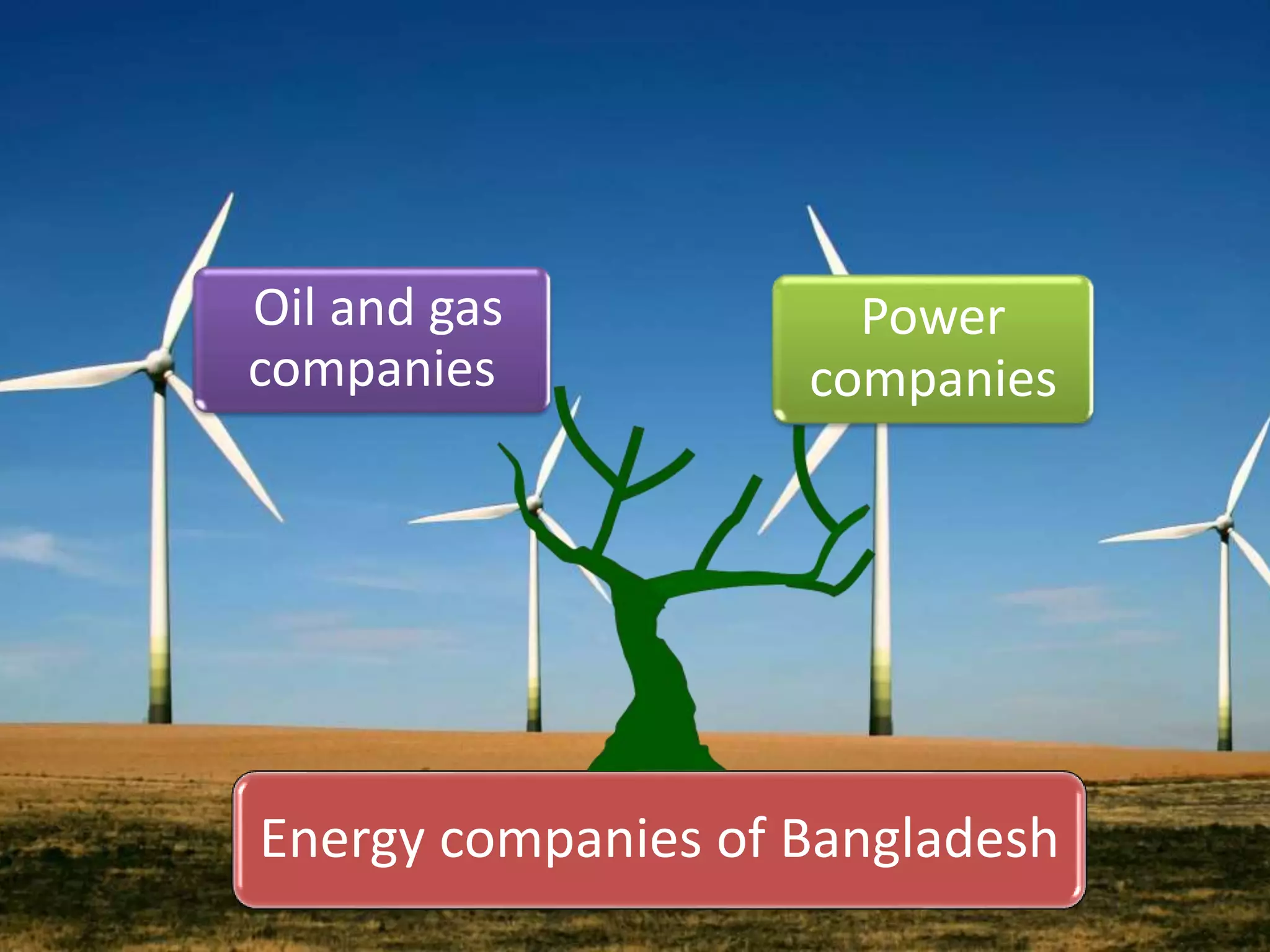 Energy companies of Bangladesh
Power
companies
Oil and gas
companies
 