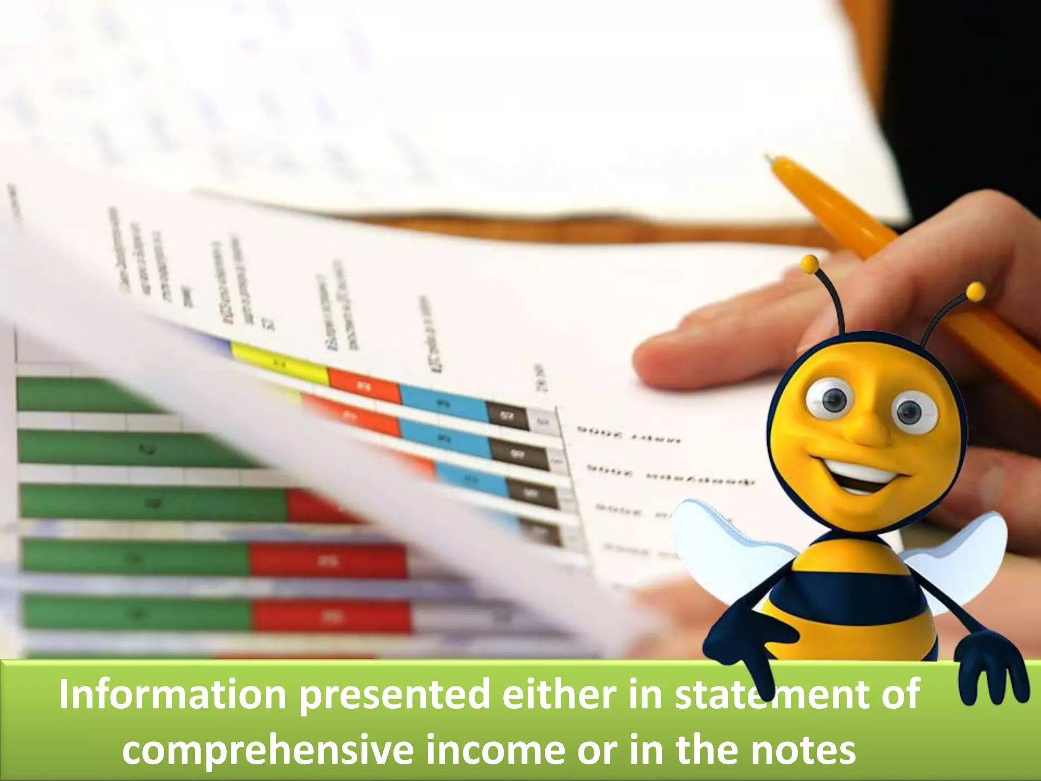 Information presented either in statement of
comprehensive income or in the notes
 