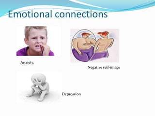 Emotional connections
Anxiety.
Negative self-image
Depression
 