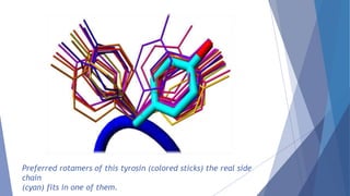 Preferred rotamers of this tyrosin (colored sticks) the real side
chain
(cyan) fits in one of them.
 