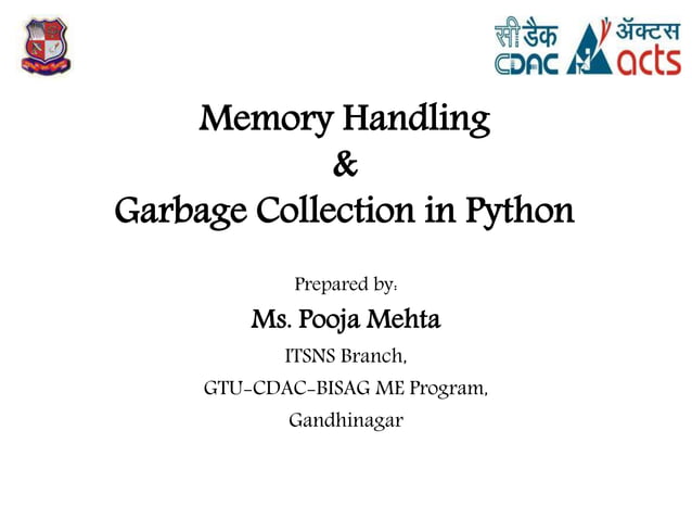 Memory Handling and Garbage Collection in Python | PPTX
