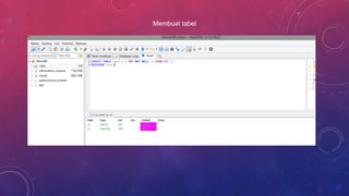Membuat tabel
 
