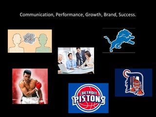 Communication, Performance, Growth, Brand, Success.
 