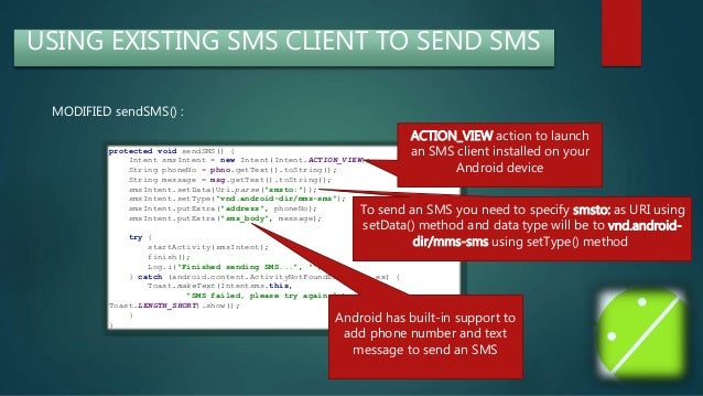 Android sms to email