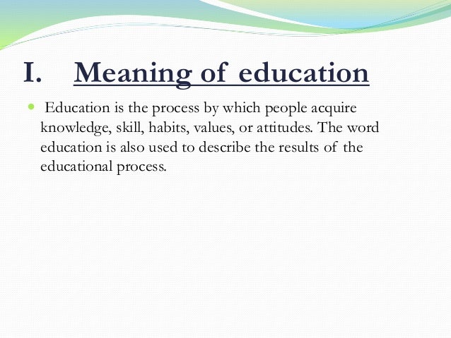 what is the meaning of education wikipedia