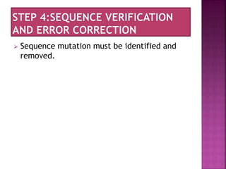  Sequence mutation must be identified and
removed.
 