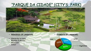  PRINCIPLES OF LANDSCAPE:
• Hierarchy in trees.
• Rhythm in shrubs.
• Movement .
• Colour
Land water
 ELEMENTS OF LANDSCAPE:
Vegetation
 