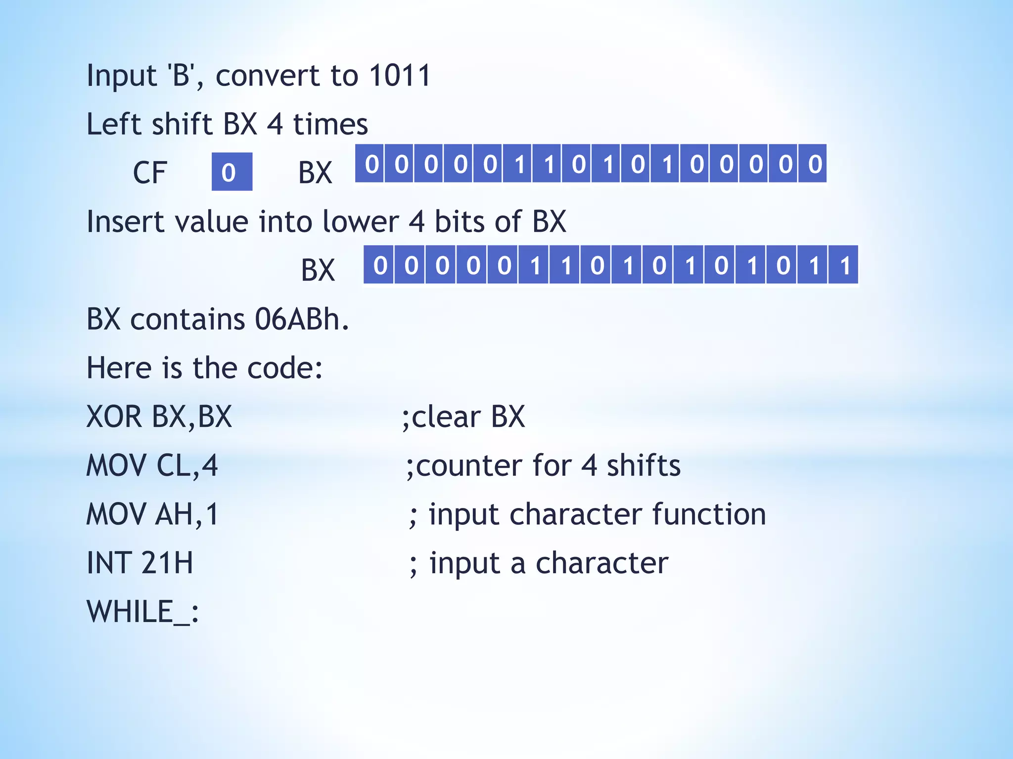 Binary and hex input/output (in 8086 assembuly langyage) | PPTX ...