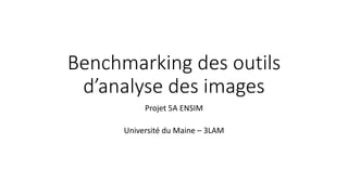 Benchmarking des outils
d’analyse des images
Projet 5A ENSIM
Université du Maine – 3LAM
 