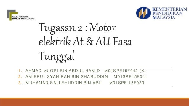 MOTOR ELEKTRIK AT & AU FASA TUNGGAL