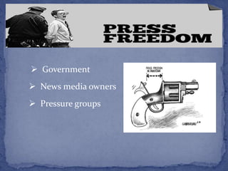  Government
 News media owners
 Pressure groups
 