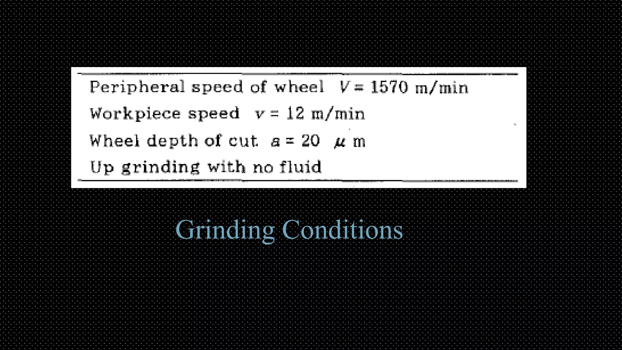 Grinding Conditions
 