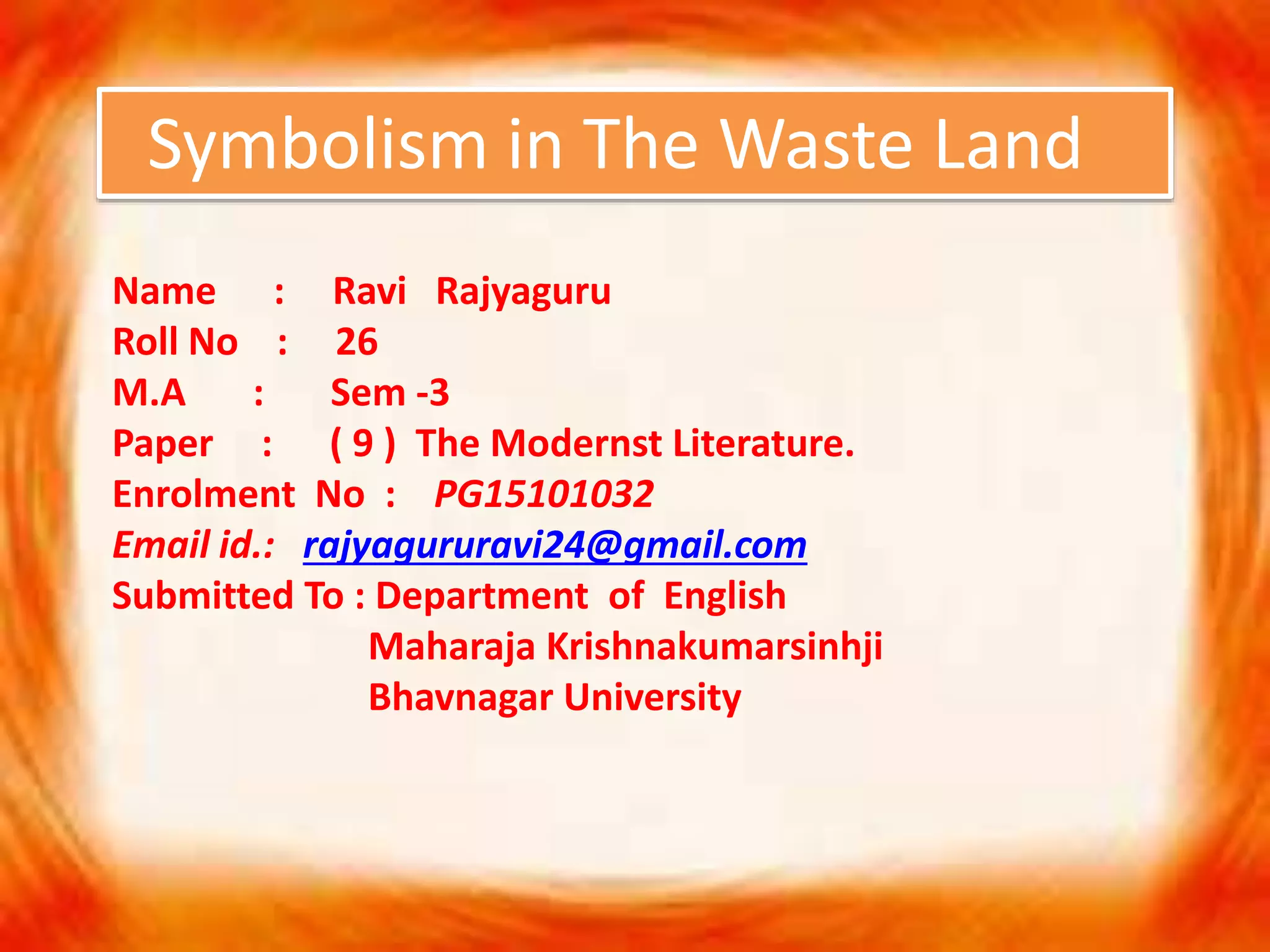Symbolism in The Waste Land | PPTX