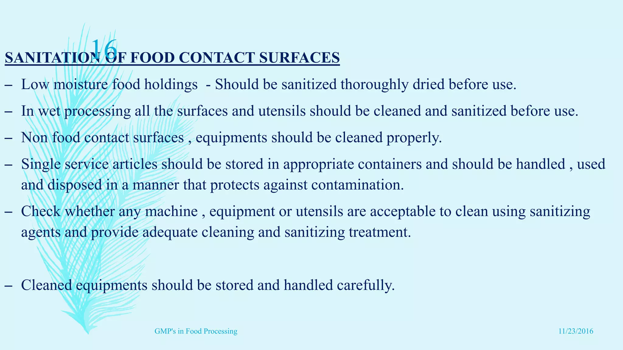 Good Manufacturing Practices in Food Processing | PPTX