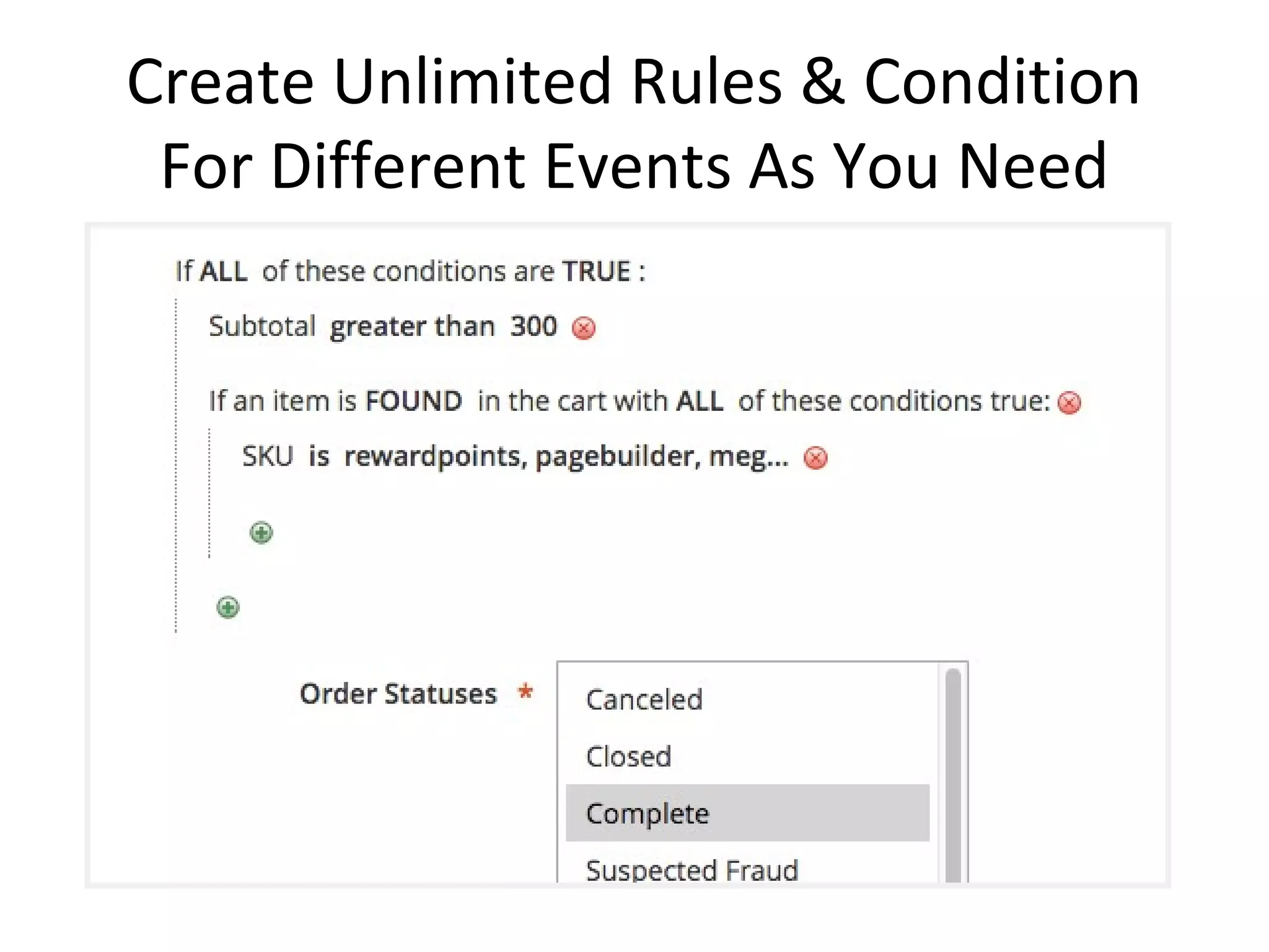 Create Unlimited Rules & Condition
For Different Events As You Need
 