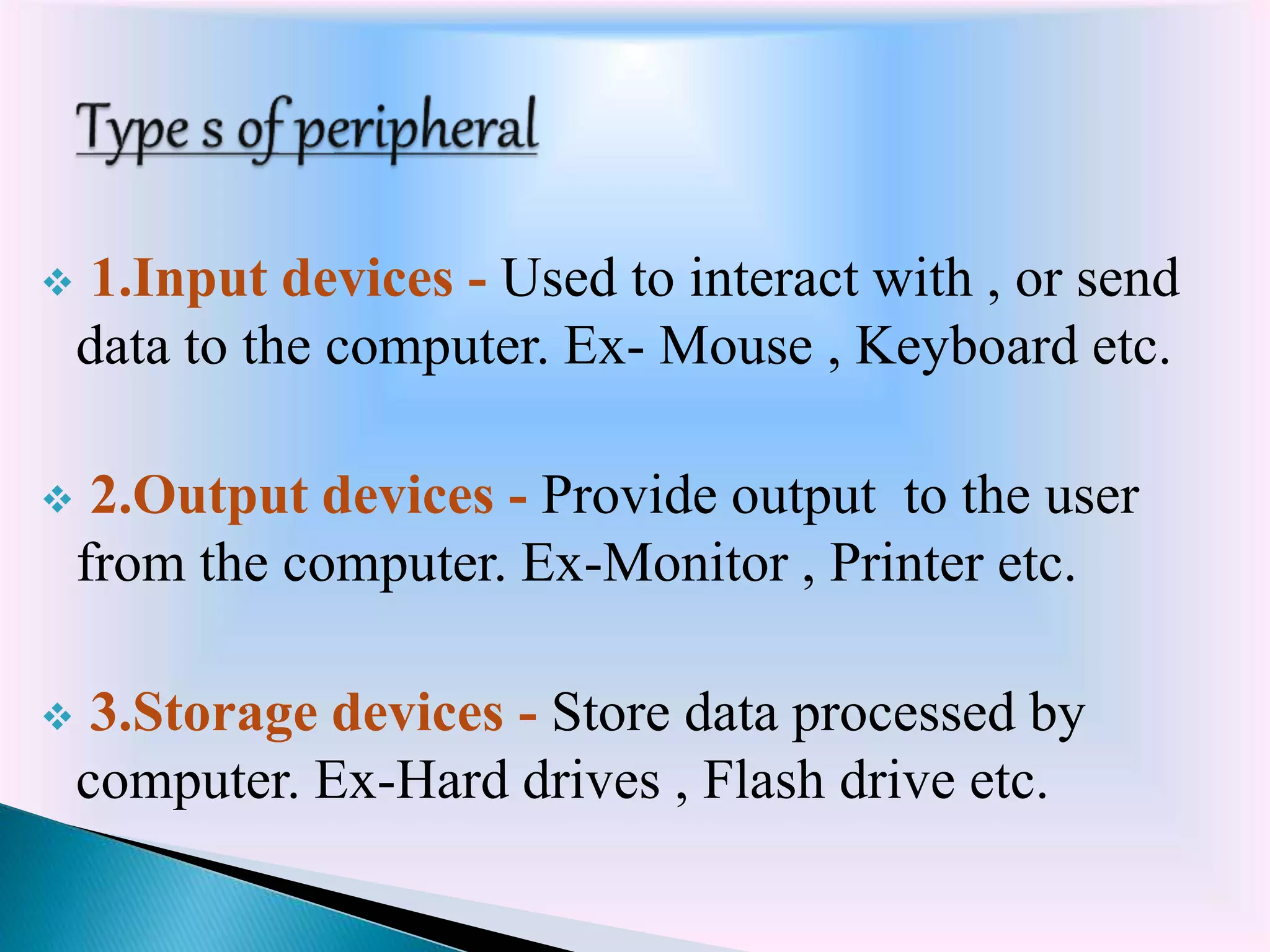 Computer peripheral or Peripheral Devices | PPT