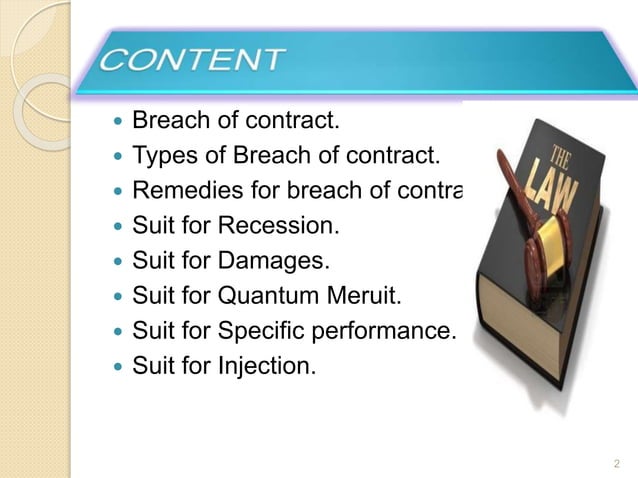 Remedies For Breach Of Contract Remedies For Breach Of Contract