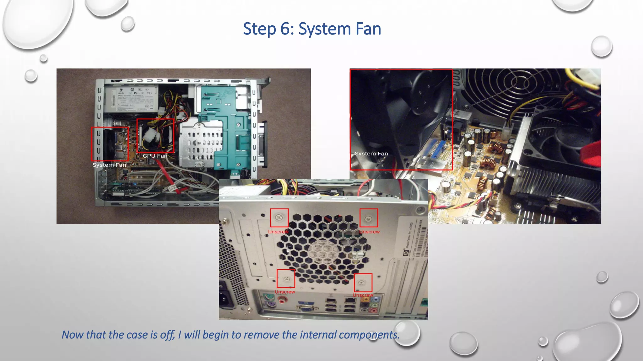 Step 6: System Fan
Now that the case is off, I will begin to remove the internal components.
 