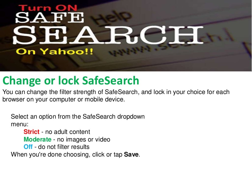 How To Turn on Yahoo safe Search