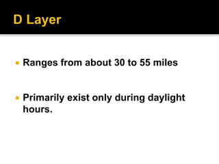  Ranges from about 30 to 55 miles
 Primarily exist only during daylight
hours.
 