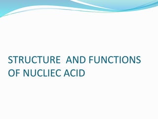 STRUCTURE AND FUNCTIONS
OF NUCLIEC ACID
 