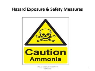 Hazard Exposure & Safety Measures
HAZARD EXPOSURE AND SAFETY
MEASURES
1
 