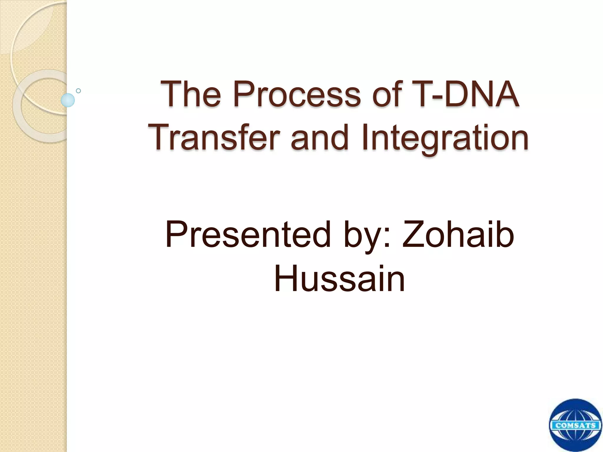The Process of T-DNA Transfer and Integration | PPTX