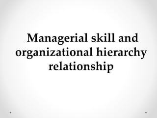 Managerial skill and
organizational hierarchy
relationship
 