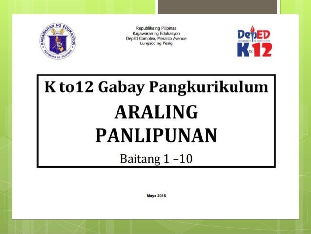 K 12 DepEd Curriculum Guide In Araling Panlipunan 2016 Grade 1