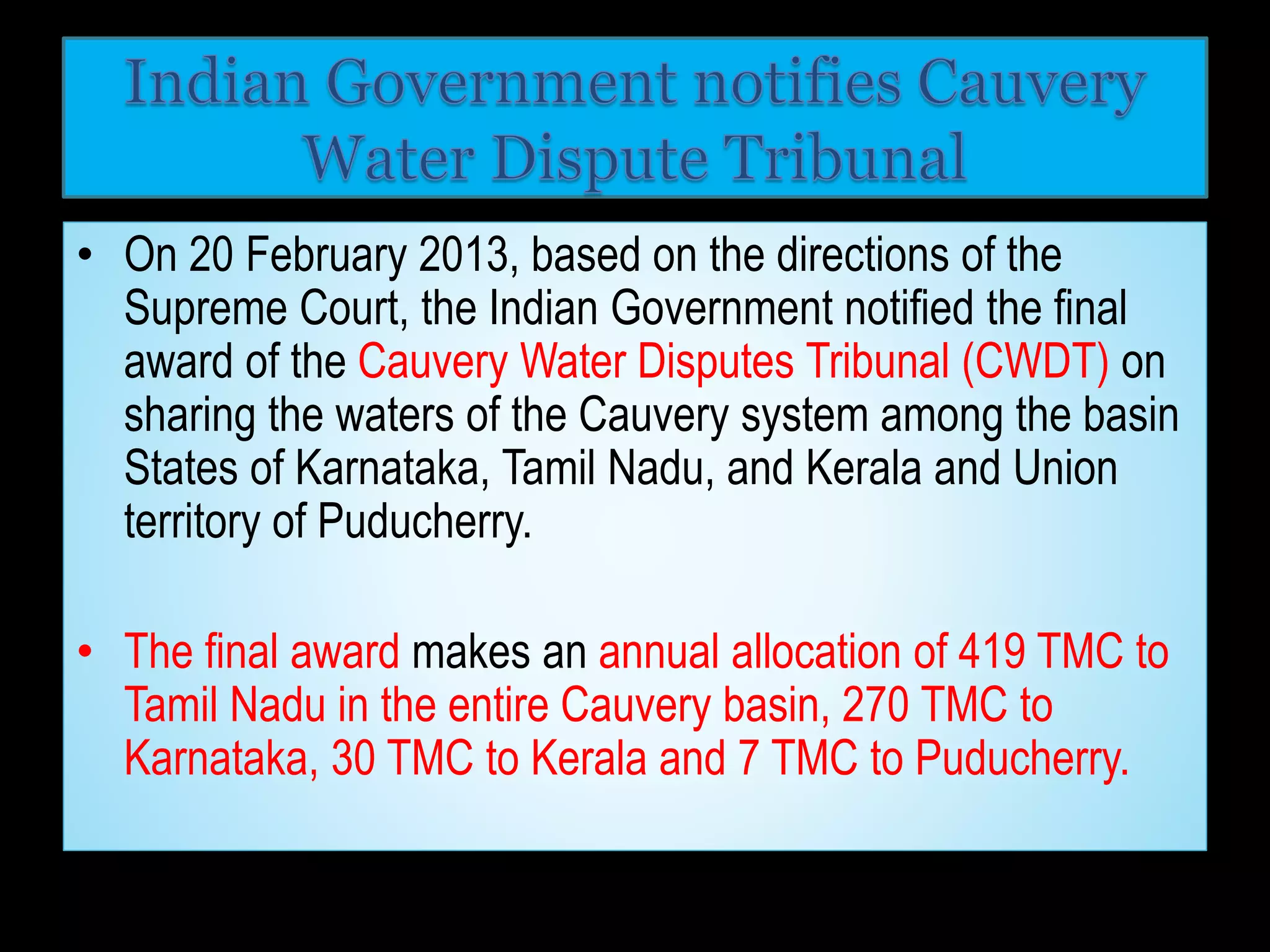 CAUVERY WATER DISPUTE | PPTX
