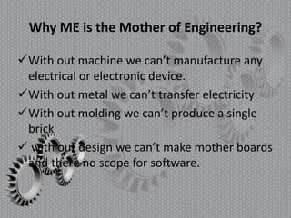 Role Of Mechanical Engineering In Society