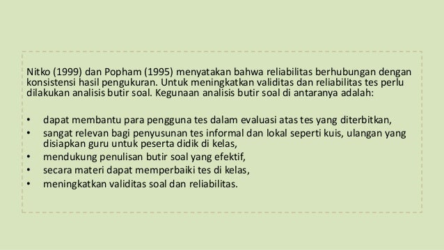 Kriteria Instrumen Evaluasi