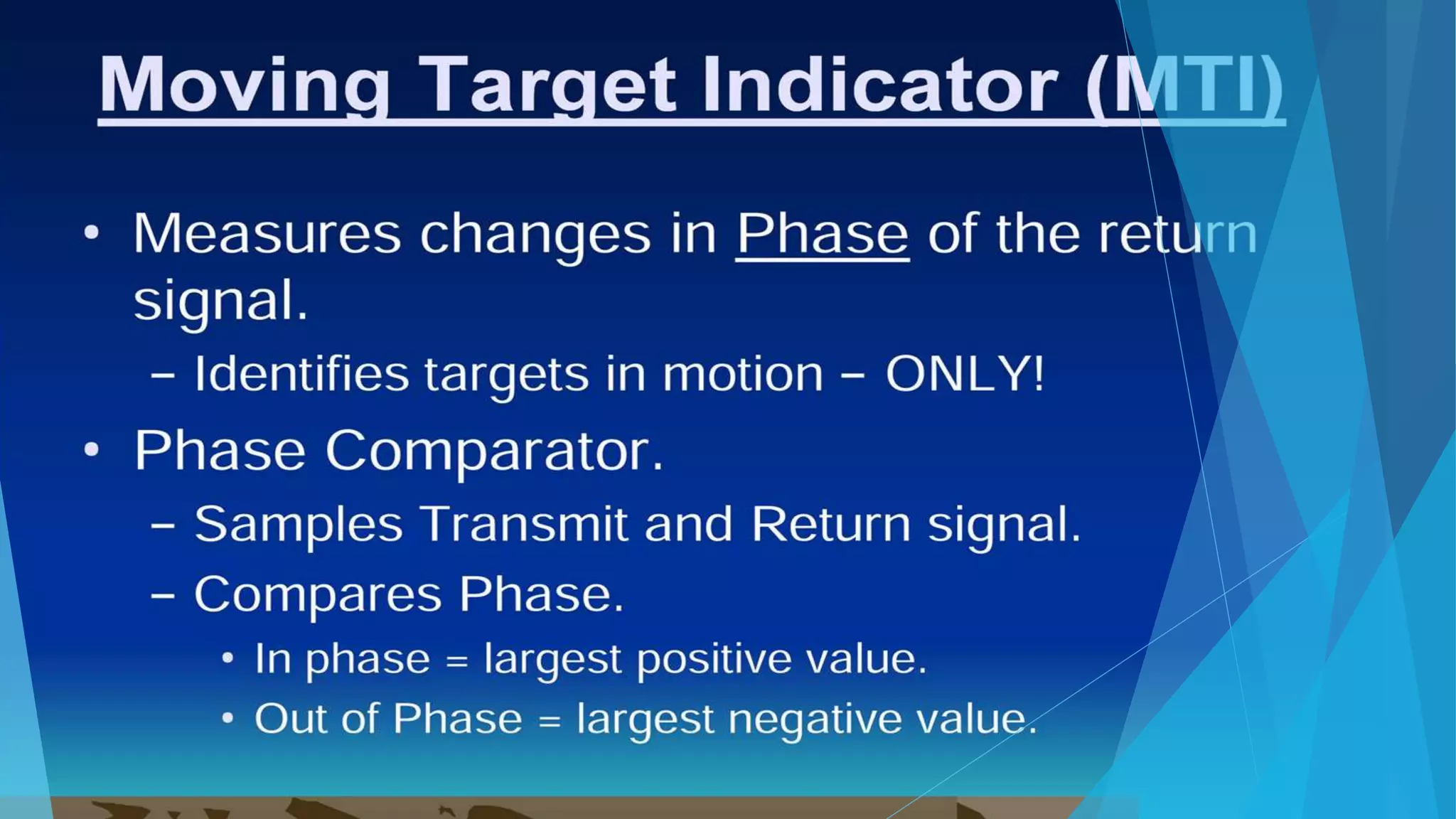 Moving target indicator radar (MTI)