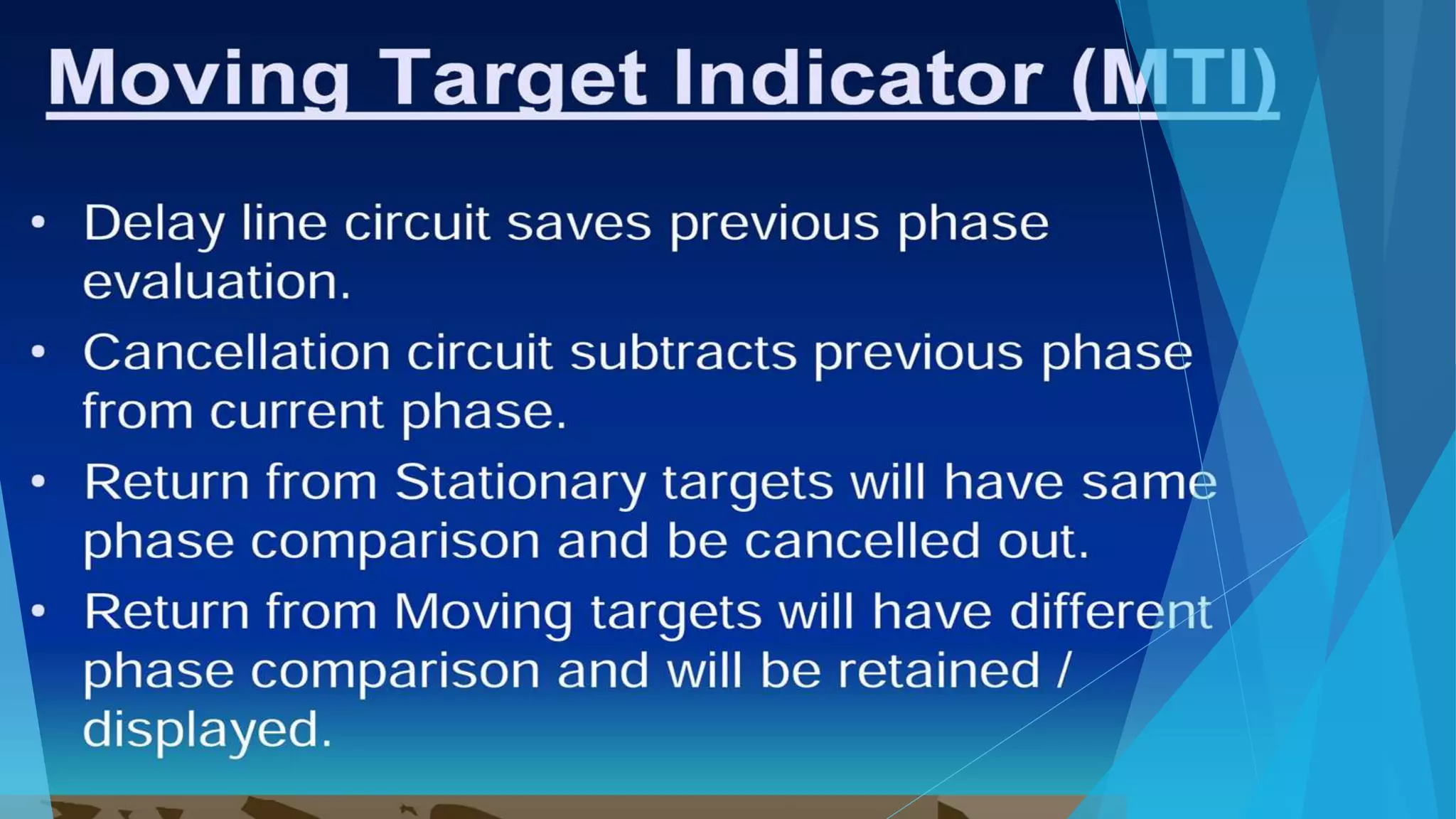 Moving target indicator radar (MTI)