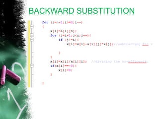 Implementation of Gauss Elimination Method in c++ | PPTX