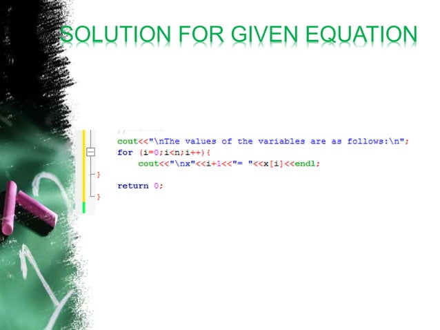 Implementation of Gauss Elimination Method in c++ | PPT