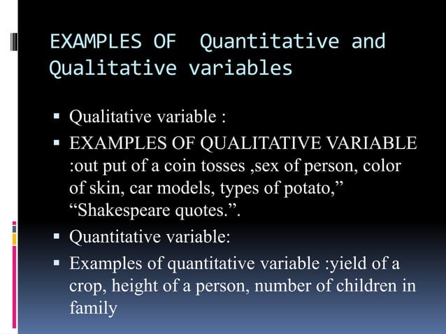 Quantitative and qualitative variables
