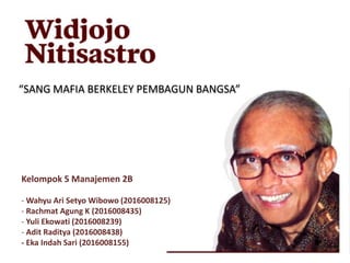 “SANG MAFIA BERKELEY PEMBAGUN BANGSA”
Kelompok 5 Manajemen 2B
- Wahyu Ari Setyo Wibowo (2016008125)
- Rachmat Agung K (2016008435)
- Yuli Ekowati (2016008239)
- Adit Raditya (2016008438)
- Eka Indah Sari (2016008155)
 