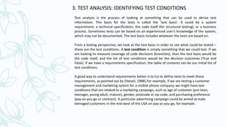 IDENTIFYING TEST CONDITIONS AND DESIGNING TEST CASES | PPTX