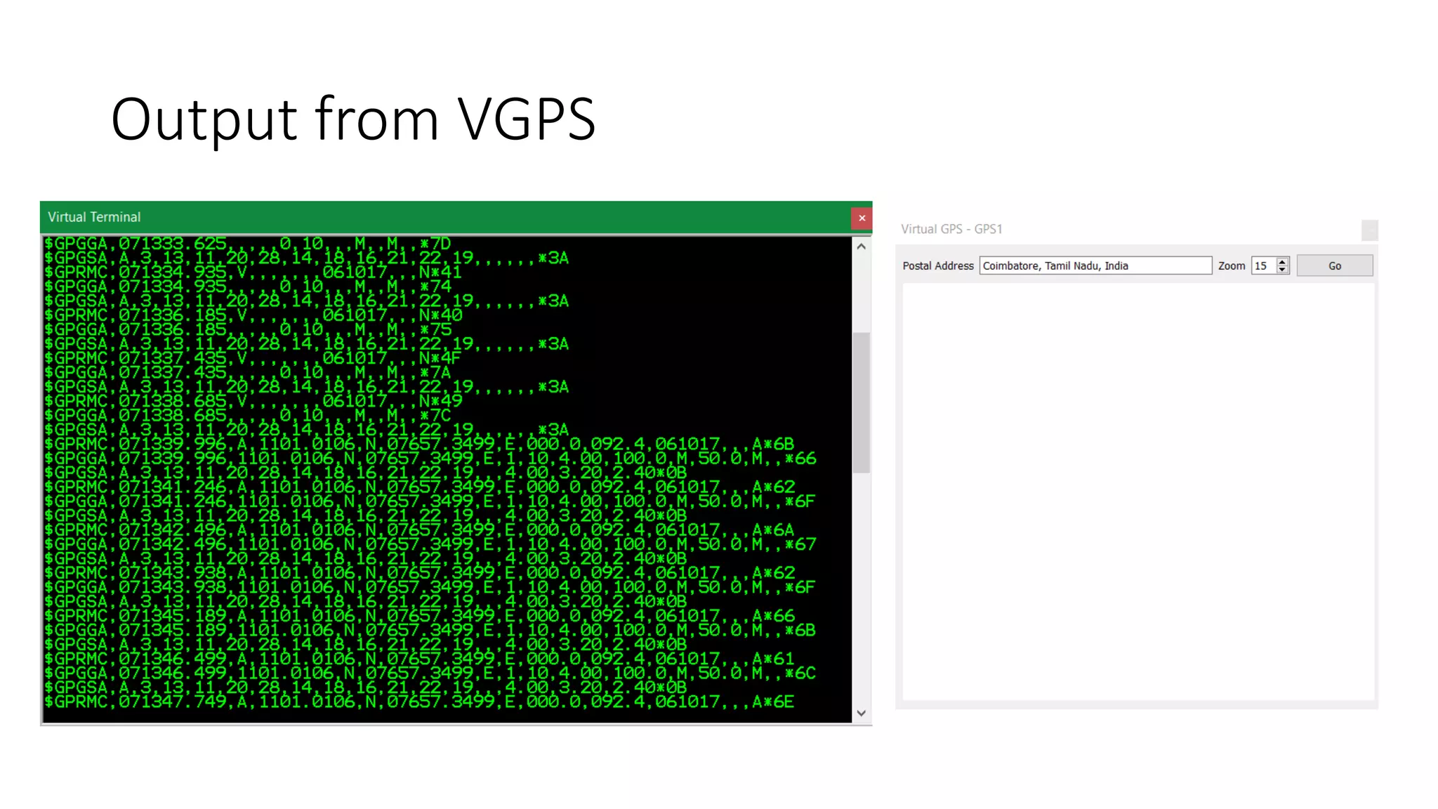 Output from VGPS
 