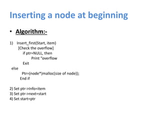 Linked list using Dynamic Memory Allocation | PPTX