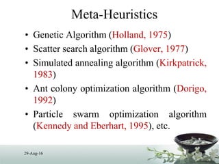 ADVANCED OPTIMIZATION TECHNIQUES META-HEURISTIC ALGORITHMS FOR ...