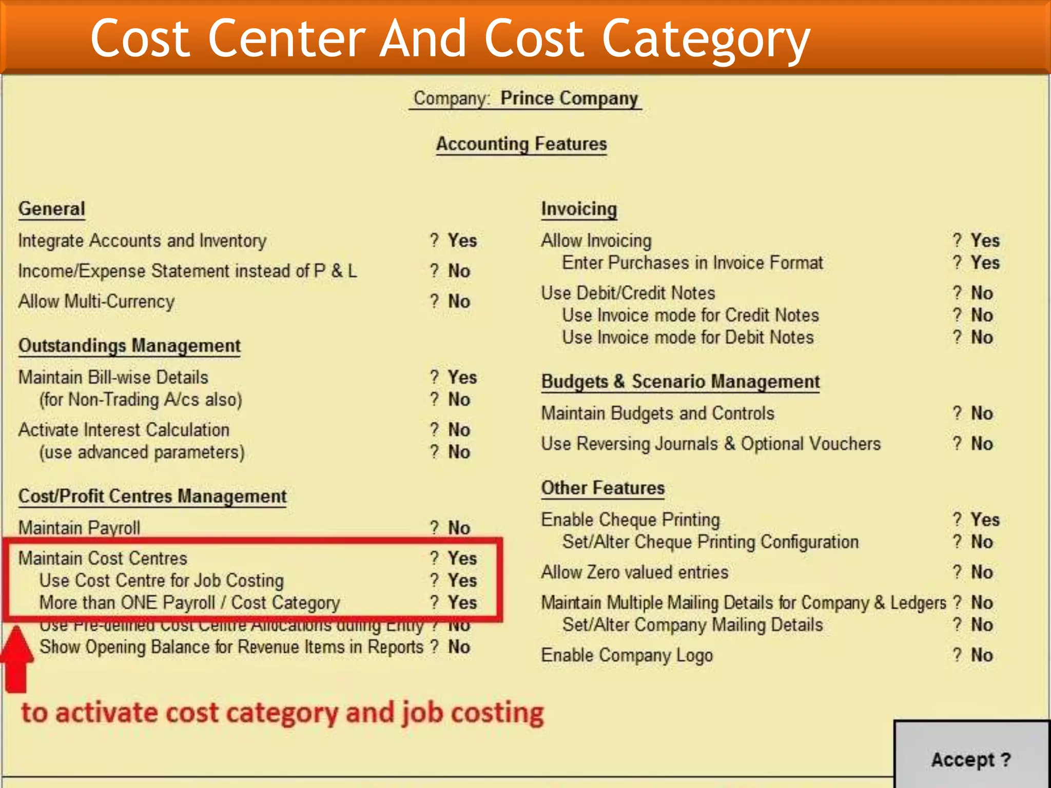 Cost Center And Cost Category
 
