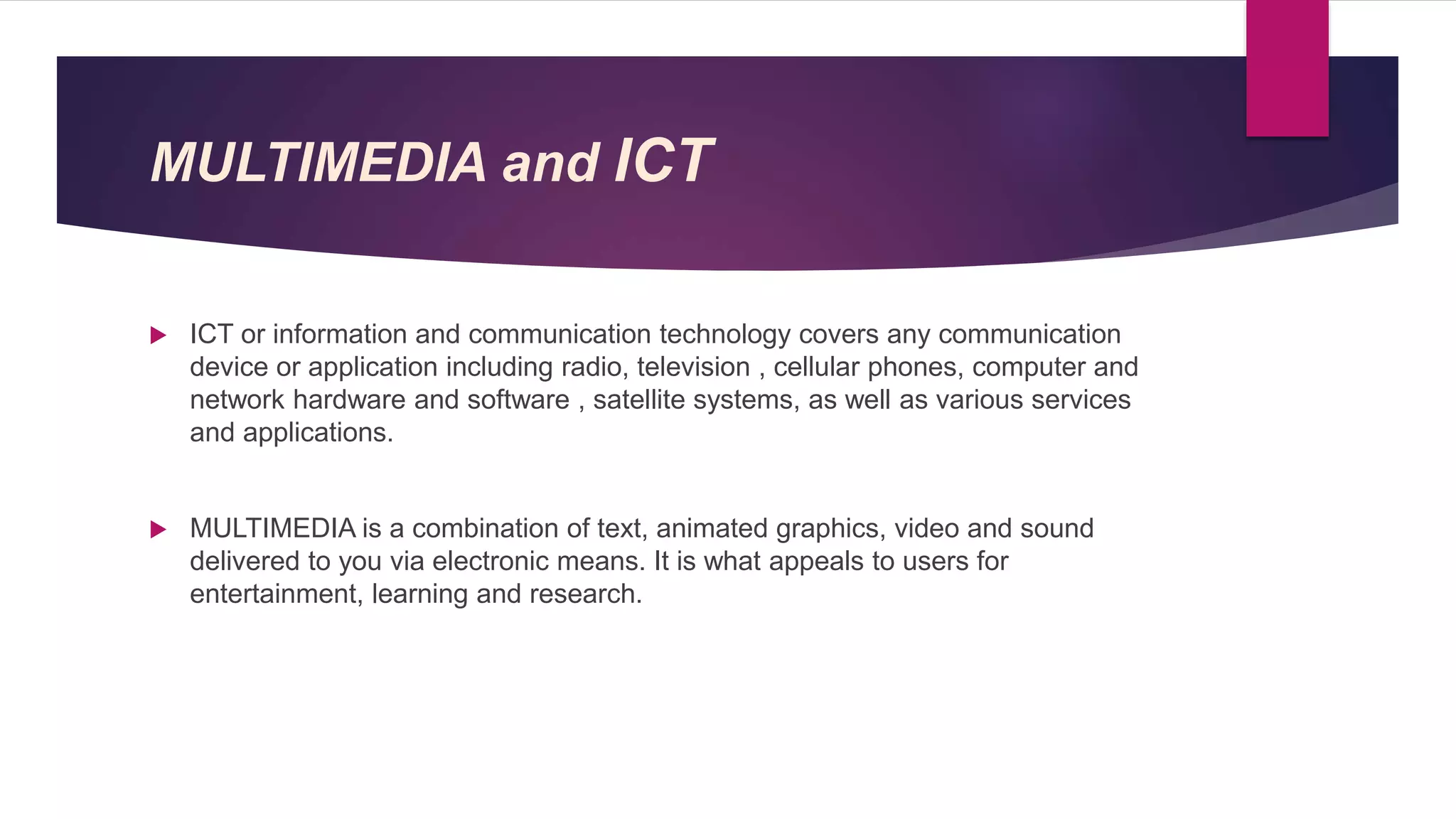 Multimedia and ICT | PPTX | Cameras and Camcorders | Consumer Electronics