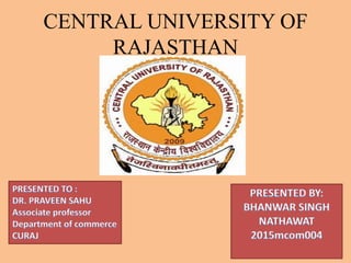 CENTRAL UNIVERSITY OF
RAJASTHAN
 