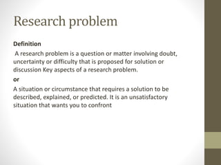 research problem AND its characteristics | PPTX | Education