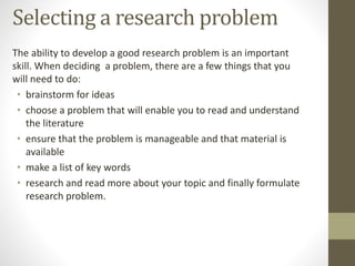 research problem AND its characteristics | PPTX | Education