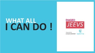 WHAT ALL
I CAN DO ! JEEVS
Powered By
AI SALES ASSISTANT
 