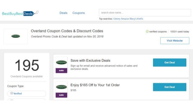Overland coupons off 80% Black Friday 2018